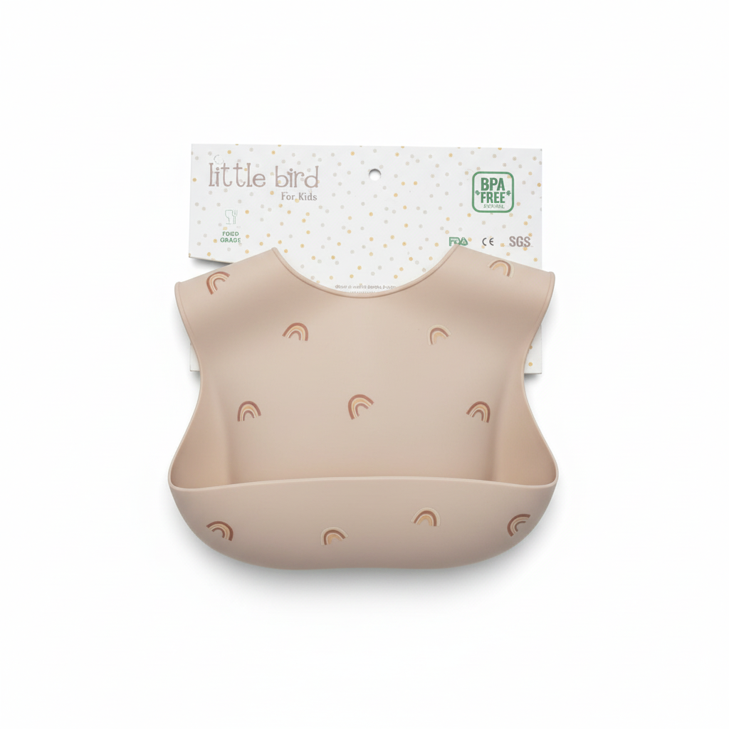 Bavetta beige arcobaleno con packaging Little Bird