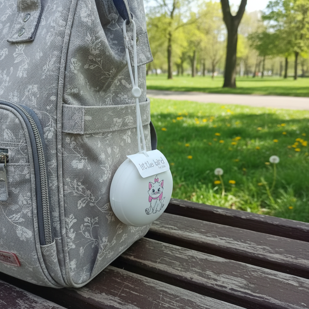 Portaciuccio Minù bianco appeso alla borsa