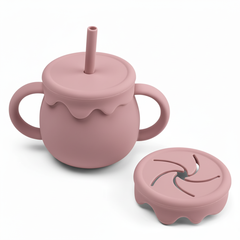 Bicchiere sippy dark pink sfondo bianco
