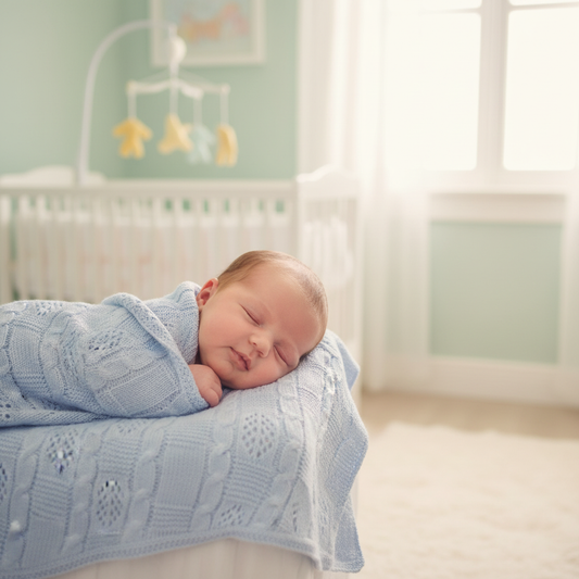 Copertina Rosone Celeste lifestyle neonato