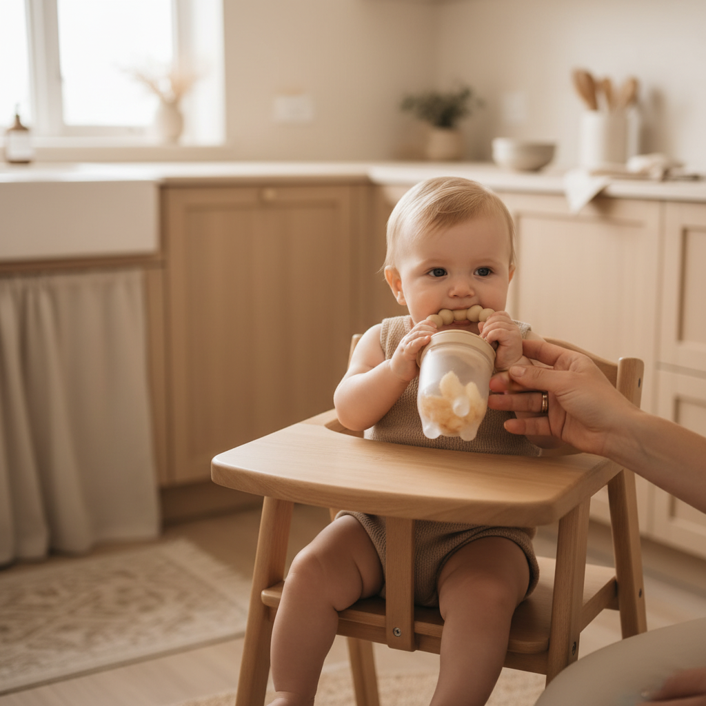 Momento pappa con ciuccio frutta