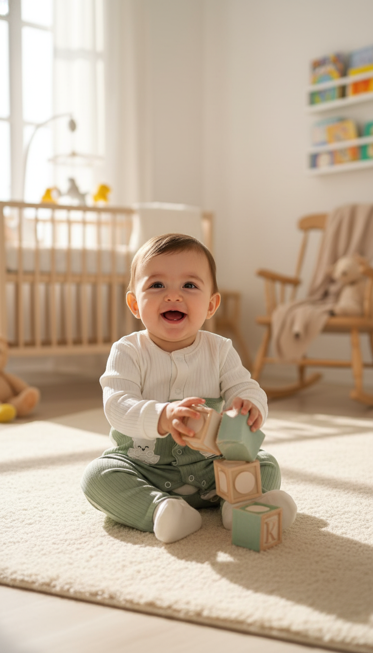 Tutina Neonato Beblo con Piedini Verde Salvia - Coniglietto e Cactus