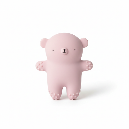 Dentarello orsetto rosa su sfondo bianco
