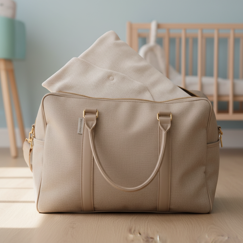 Busta portatutto beige nella borsa neonato