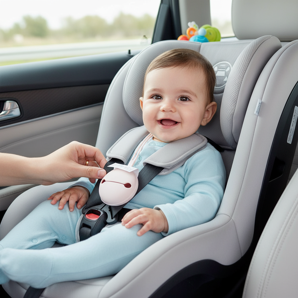 Portaciuccio rosa in uso in auto