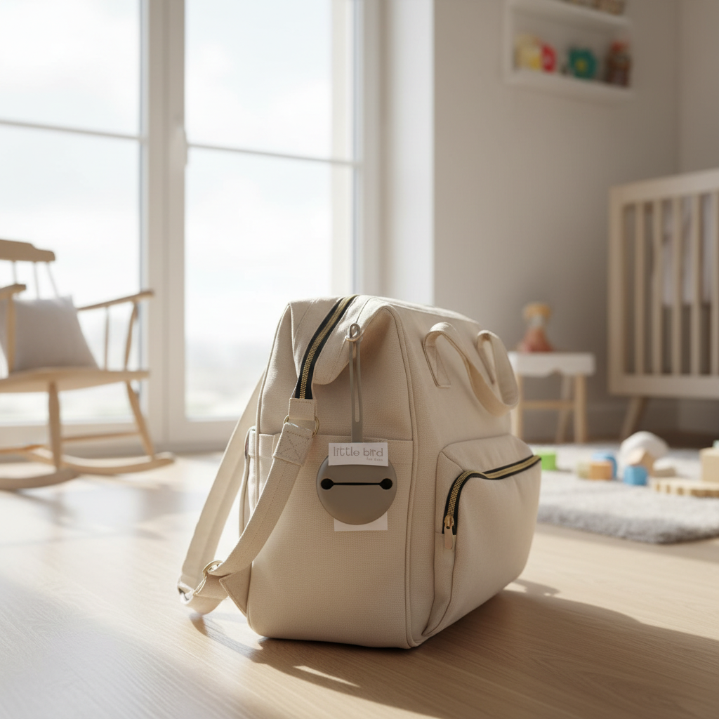 Portaciuccio grigio attaccato alla borsa