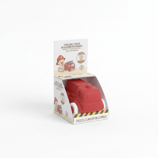 Camion pompieri con packaging sfondo bianco