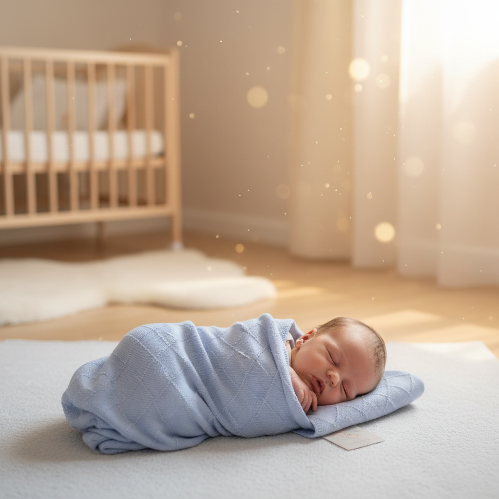 Copertina Scacchi Celeste lifestyle neonato