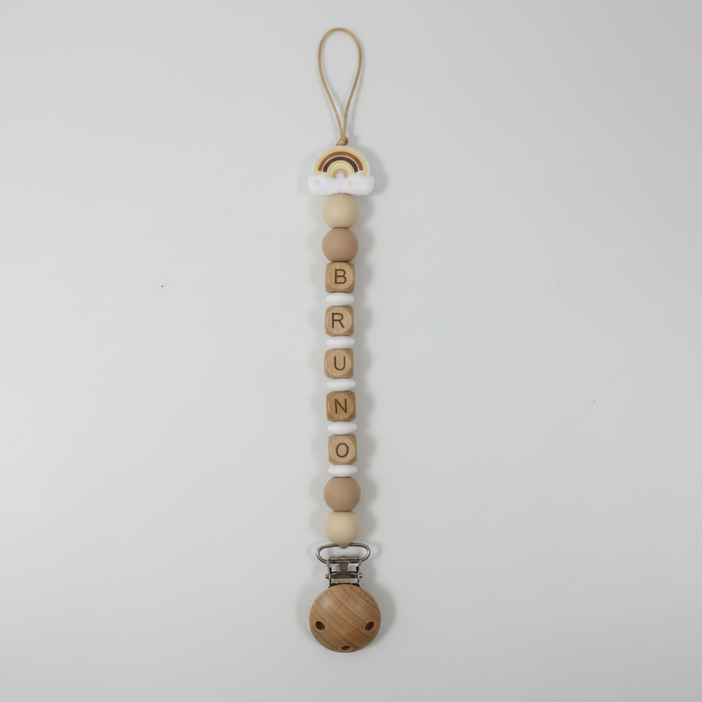 Catenella Portaciuccio Arcobaleno Boho - Nome Personalizzabile