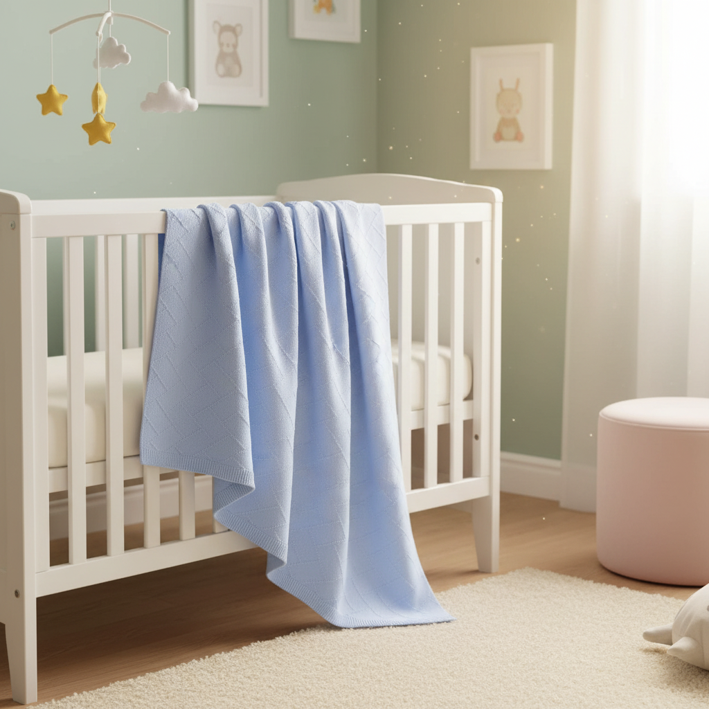 Copertina Scacchi Celeste lifestyle culla