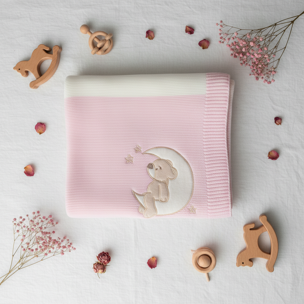 Copertina Orsetto Luna Rosa lifestyle flat lay