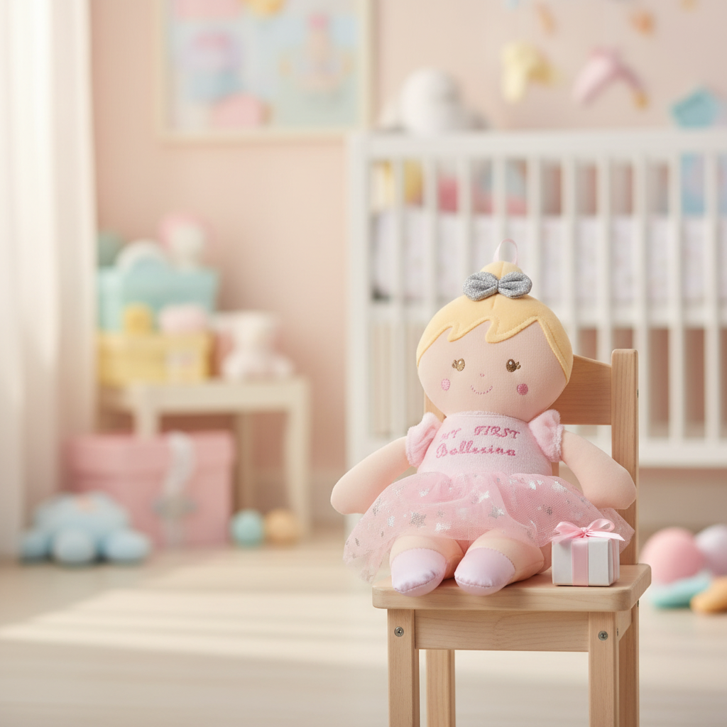 Bambola Ballerina su sedia con regalo