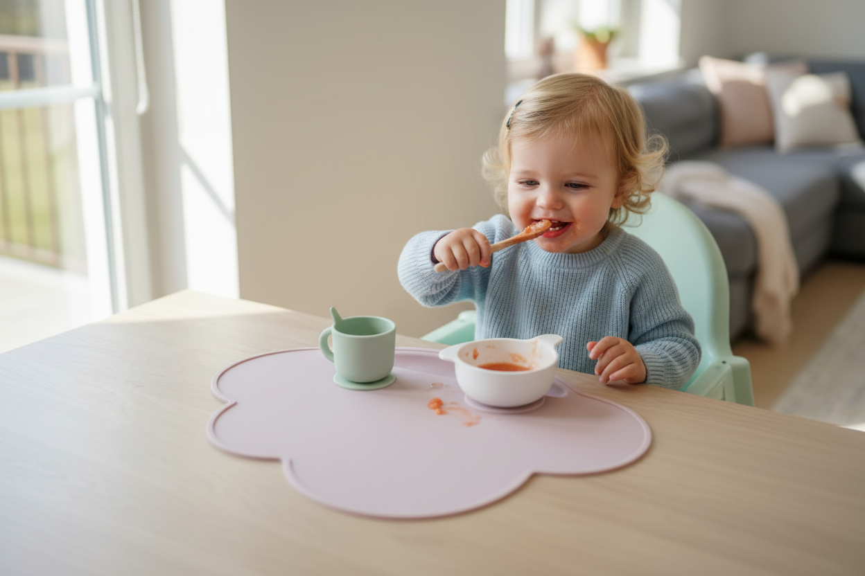 Tovaglietta in Silicone Nuvola Rosa - lifestyle bambino