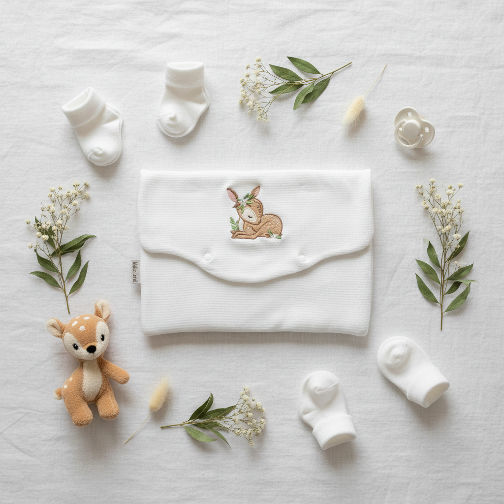 Busta Portatutto Ricamata Bambi - Flatlay