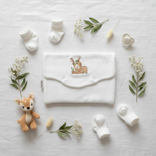 Busta Portatutto Ricamata Bambi - Flatlay