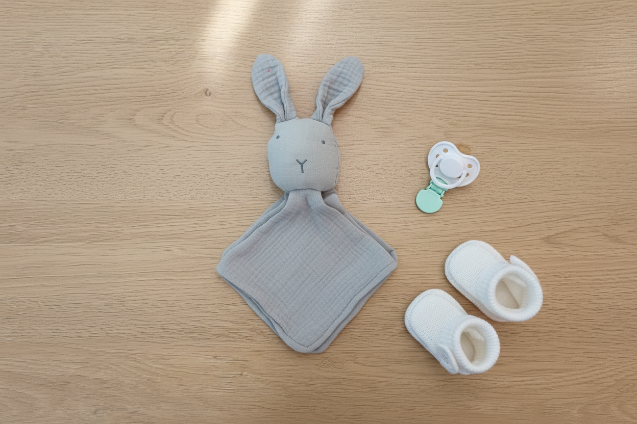 Dou Dou Coniglietto Grigio - lifestyle flat lay