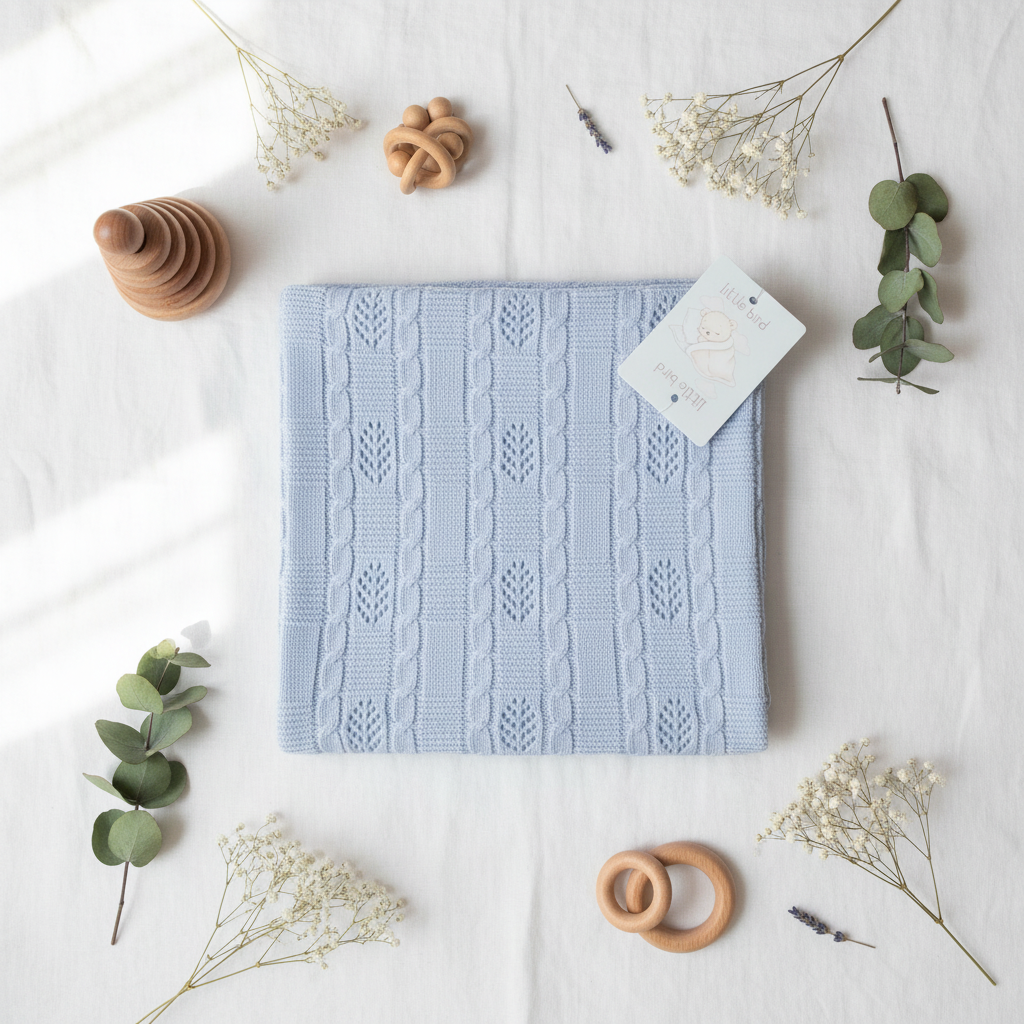 Copertina Rosone Celeste lifestyle flat lay