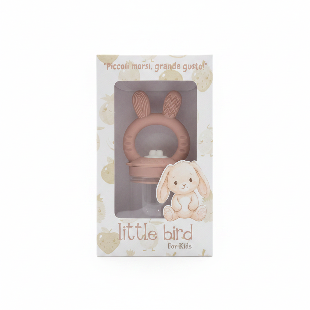 Ciuccio Frutta Coniglietto Rosa con packaging Little Bird