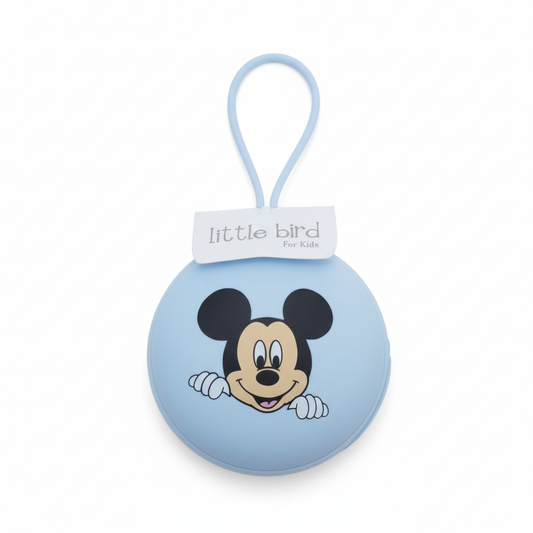 Portaciuccio Topolino azzurro su sfondo bianco