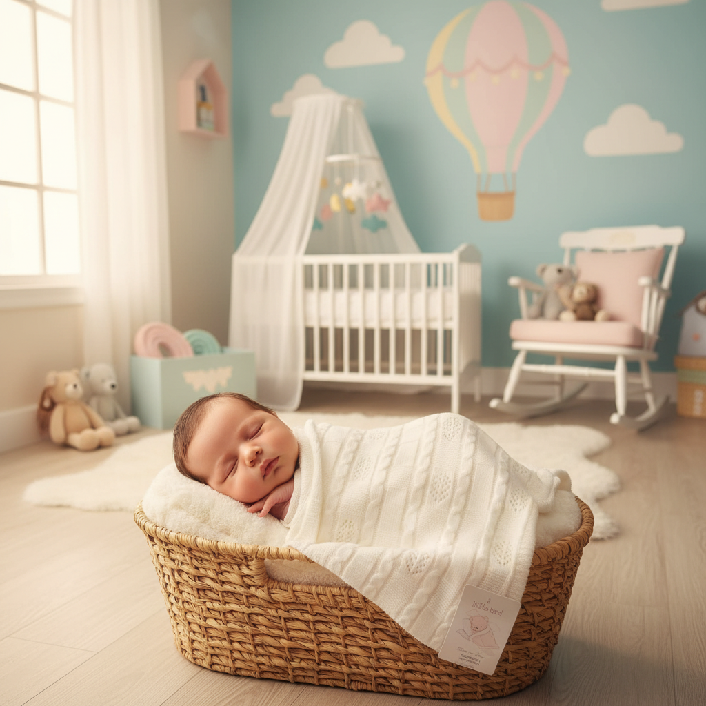 Copertina Rosone Avorio lifestyle neonato