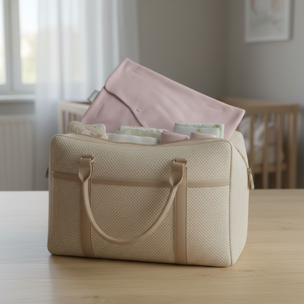 Busta portatutto rosa antico nella borsa neonato
