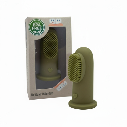 Spazzolino da Dito per Neonati in Silicone Verde Oliva - Morbido e Sicuro BPA Free