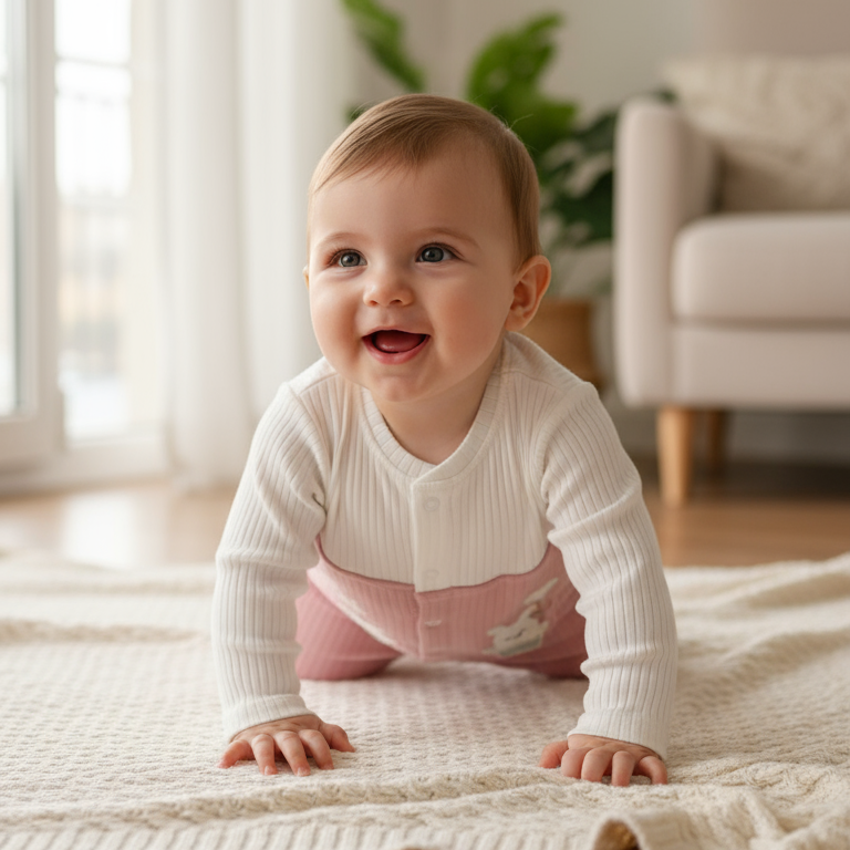 Tutina Neonato Beblo con Piedini Rosa Antico - Coniglietto e Cactus