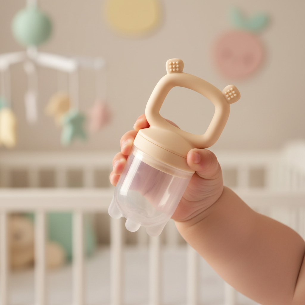 Ciuccio Frutta Orsetto Beige lifestyle bambino