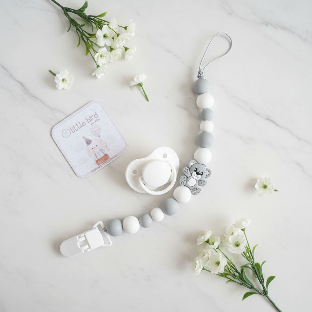 Portaciuccio Orsetto Grigio - flat lay