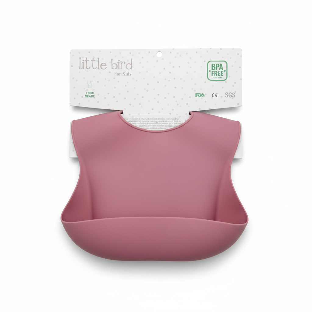 Bavetta rosa scuro con packaging Little Bird