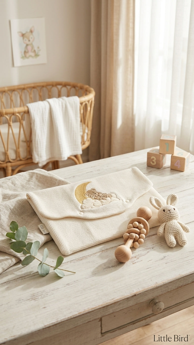 Little Bird - Pochette de Rangement Bébé Brodé Minnie - Organiseur Sac de Maternité