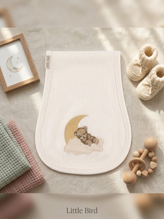 Little Bird - Couverture d'épaule Ourson avec ballons - 100% Coton Hypoallergénique - Personnalisable