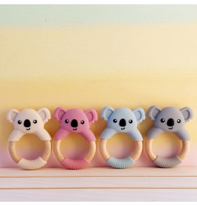 Massaggiagengive Koala in Silicone e Legno | BPA Free per Neonati