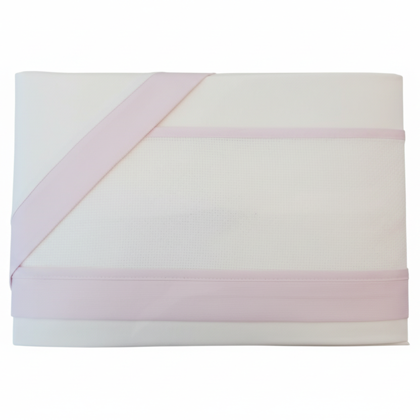 Lenzuolino Culla Rosa - Sfondo Bianco