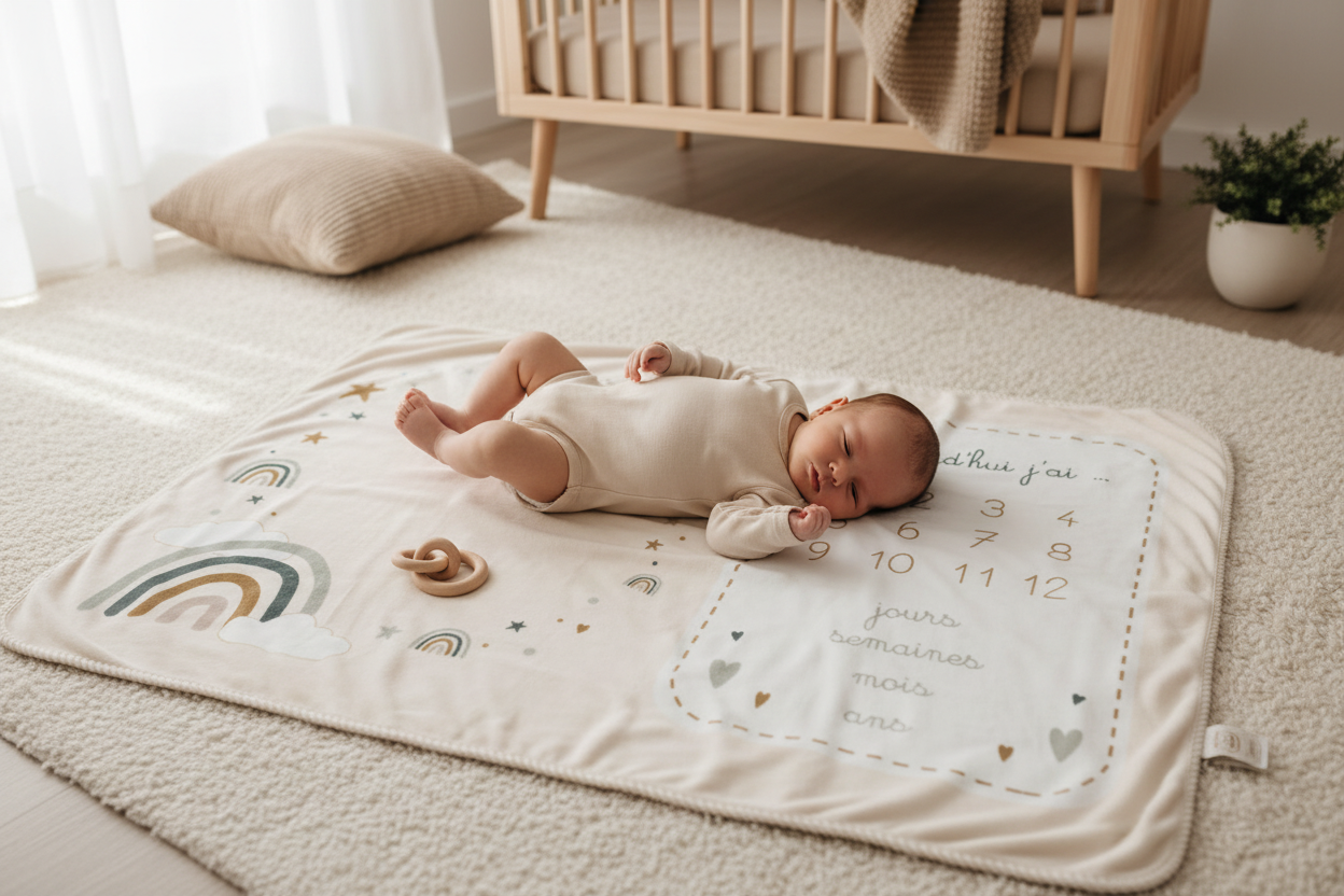 Lifestyle 1 - Neonato sul tappeto foto arcobaleno