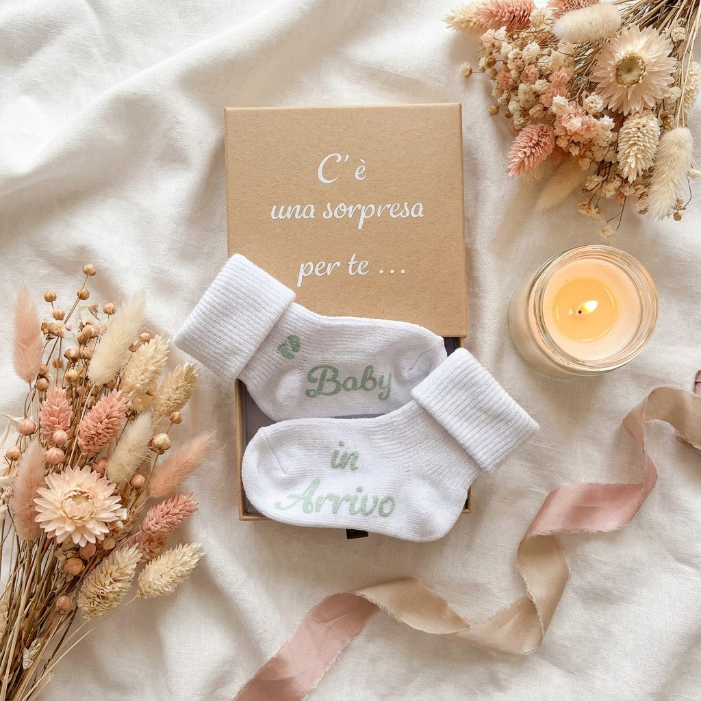Little Bird - Calzini Personalizzabili "Baby in Arrivo" - Idea Regalo Nascita