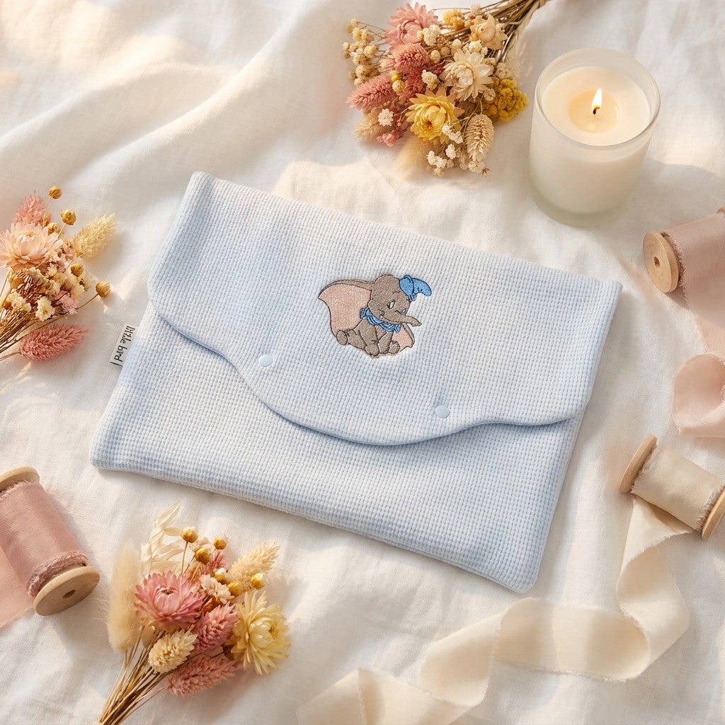 Little Bird - Busta Portatutto Neonato Ricamata Dumbo - Organizer Borsa Parto