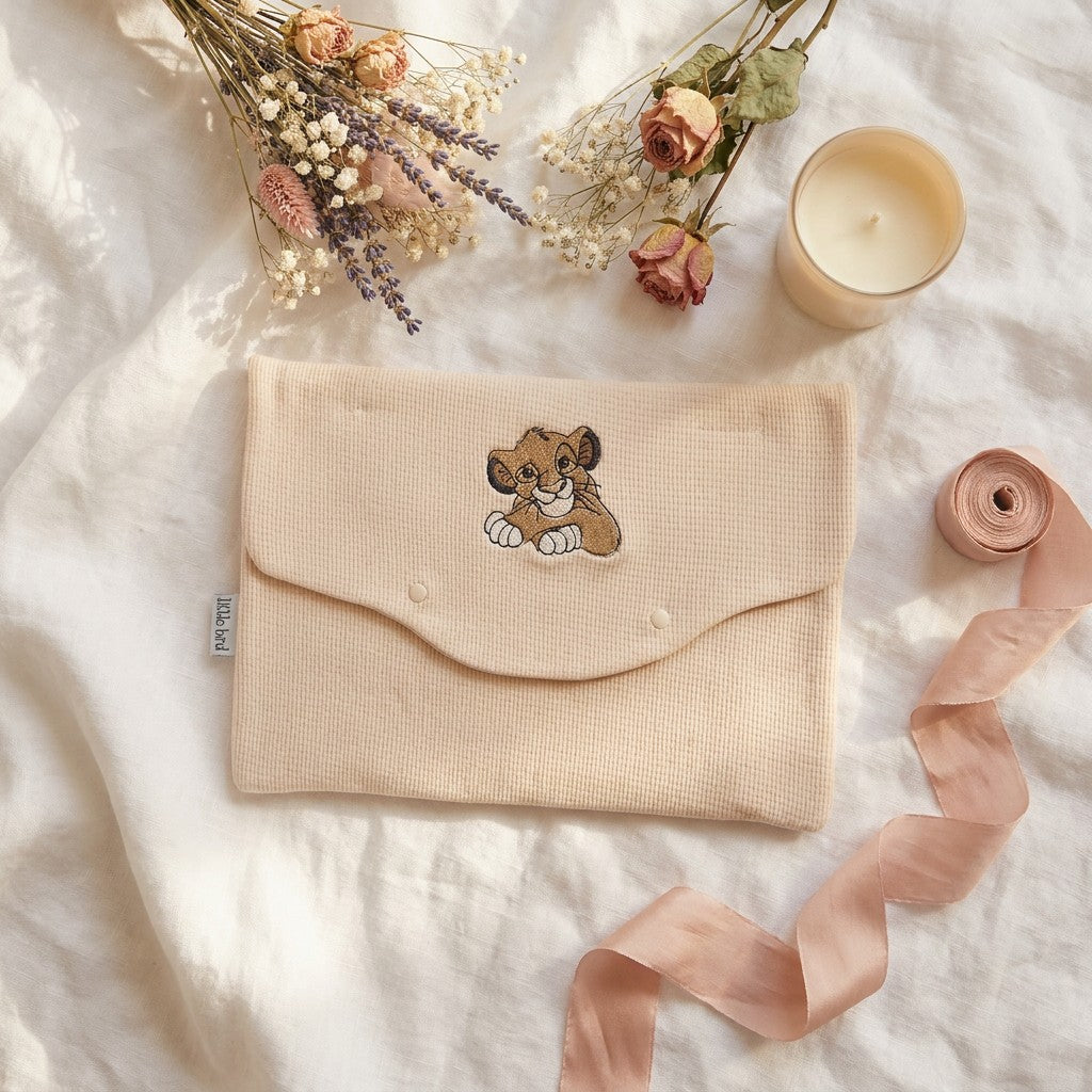 Little Bird - Busta Portatutto Neonato Ricamata Simba - Organizer Borsa Parto