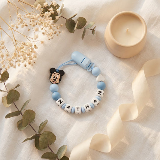 Little Bird - Set Regalo Nascita Bimbo Topolino con Bavetta, Portaciuccio, Massaggiagengive