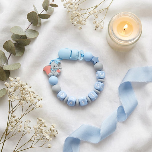 Little Bird - Set Regalo Nascita Bimbo Dumbo con Bavetta, Portaciuccio, Massaggiagengive