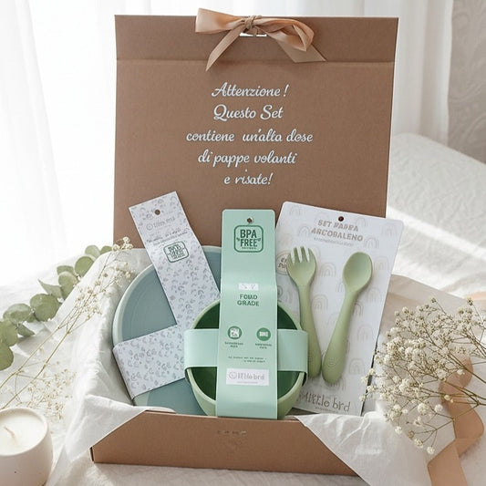 Set Pappa Svezzamento Arcobaleno Verde - 100% BPA Free - Little Bird