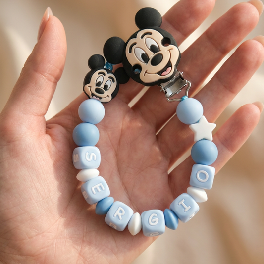 Little Bird- Portaciuccio Topolino personalizzato con nome - 100% BPA free - Regalo Nascita