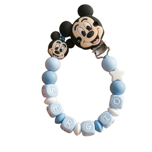 Little Bird- Attache-tétine Mickey personnalisé avec prénom - 100% sans BPA - Cadeau de naissance