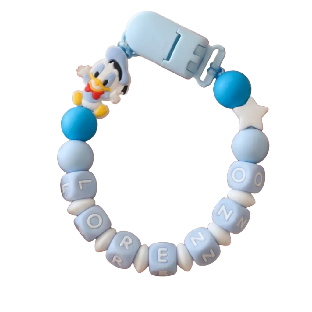 Little Bird- Portaciuccio Paperino personalizzato con nome - 100% BPA free - Regalo Nascita