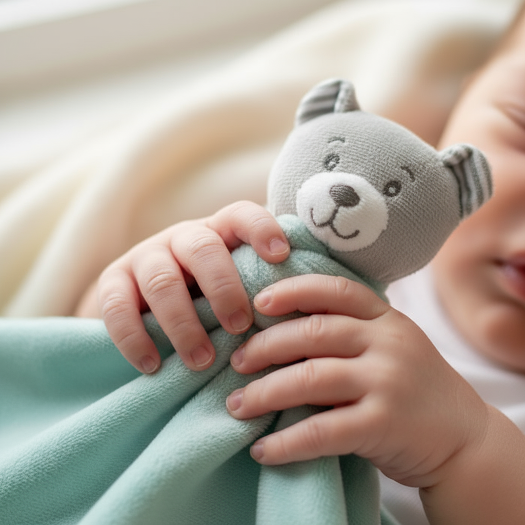 Doudou Orsetto Verde Acqua - Copertina di Sicurezza per Neonati