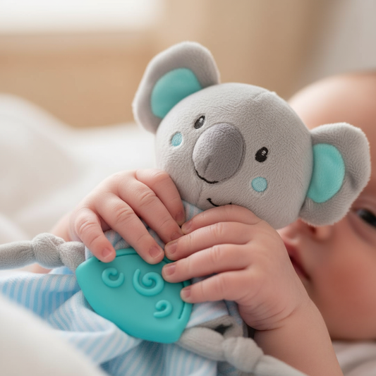 Manine di neonato con doudou koala