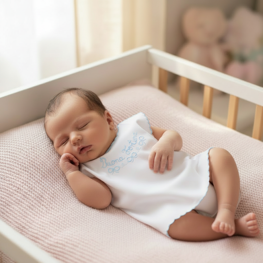 Neonato Bianco Scritta Celeste