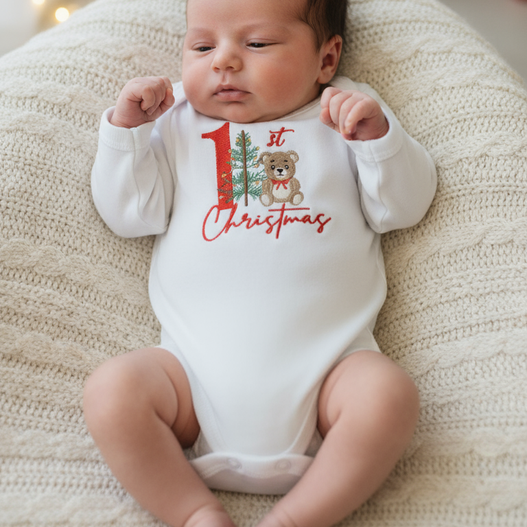 Neonato con body 1st Christmas