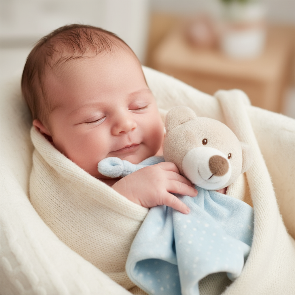 Doudou Orsetto Azzurro  pois- Copertina di Sicurezza per Neonati