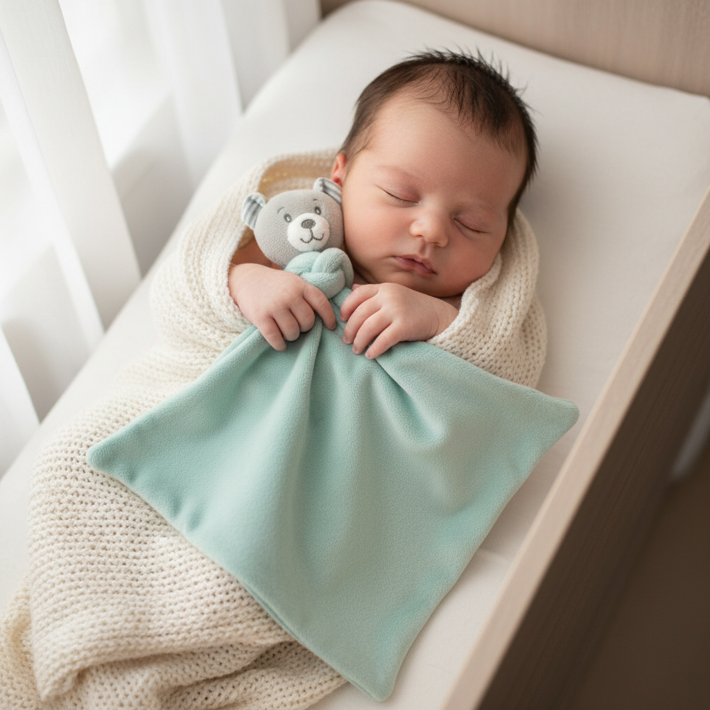 Doudou Orsetto Verde Acqua - Copertina di Sicurezza per Neonati